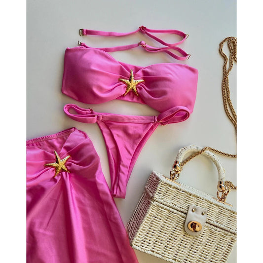 3 Parça Bikini Set Bandeau Bikini 2025